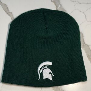 Michigan State Forest Green Solid Winter Knit Beanie Hat Spartan Logo OS